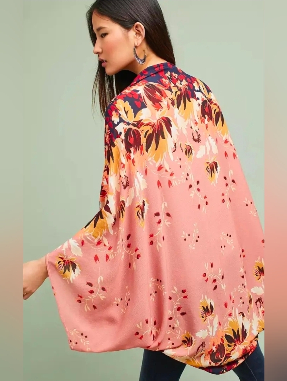 Anthropologie Exclusive Simona Kimono Mixed Floral Print Blus Sz OS Soldout NIP